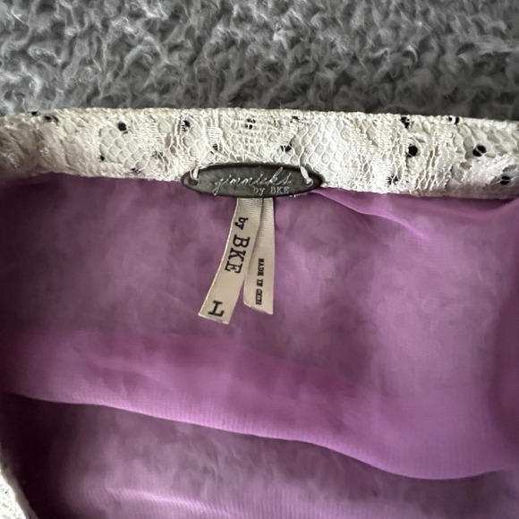 Sheer Ombre Shirt Sz L Gathered Layered Polka Dot Lace Back Blouse Fairy Grunge - Picture 12 of 14